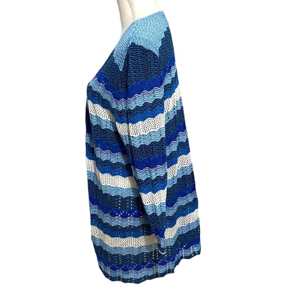 Christopher & Banks Open Front Knit Cardigan XL Blue Oceancore Mermaid Coastal - Picture 2 of 7